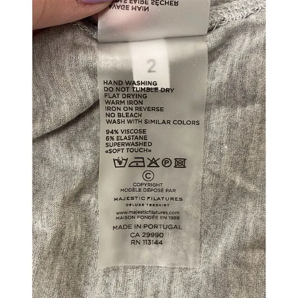 Majestic Filatures NWT Women's V-Neck Drawstring Hoodie in Gray Size 2/Small - Picture 8 of 10